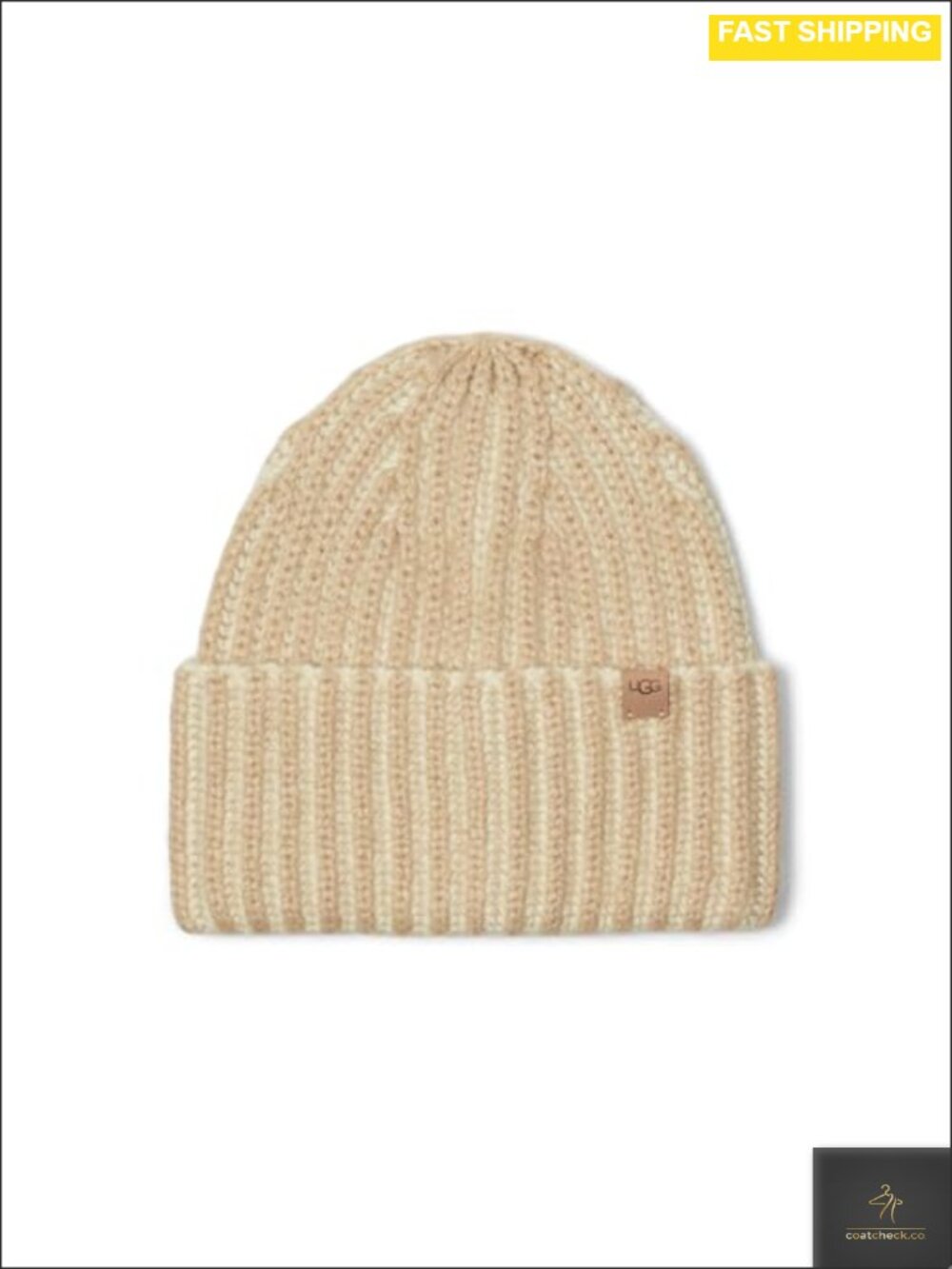 Chunky Plaited Rib-Knit Fold-Over Cuff Beanie Hat